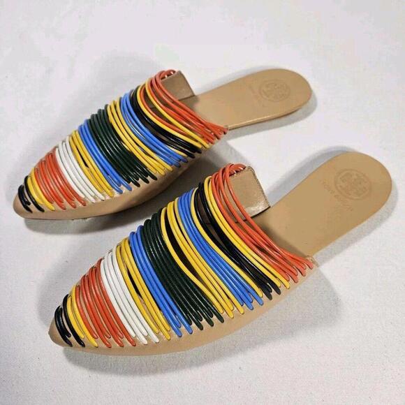 TORY BURCH Sienna Pointed Toe Mules in Rainbow Leather Size 6 M - Picture 1 of 7